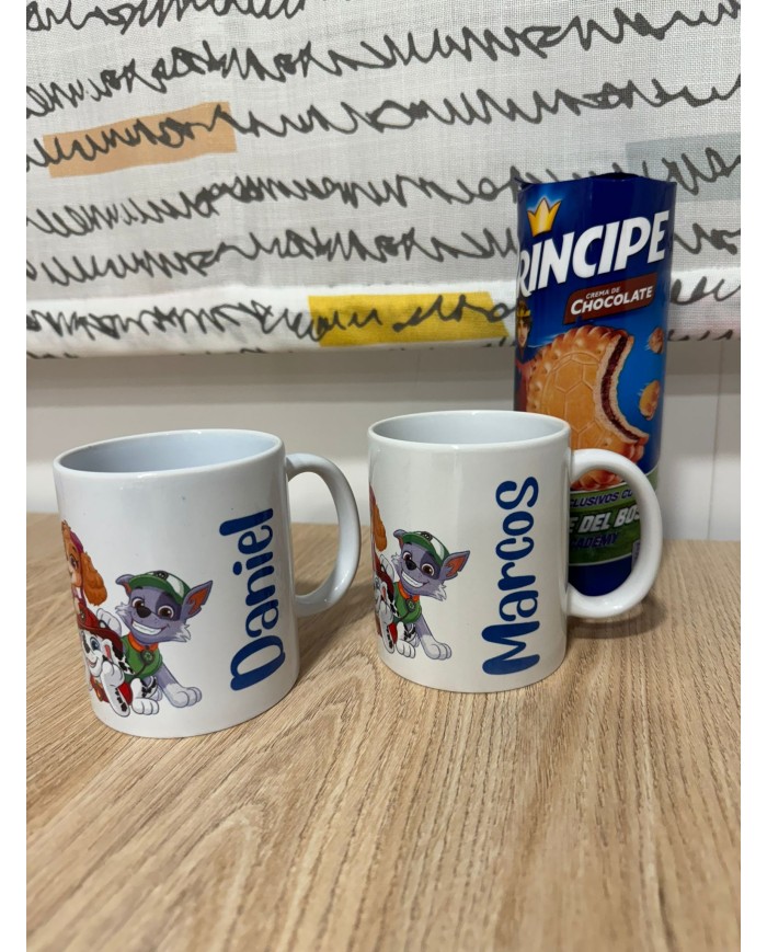 TAZA DESAYUNO PATRULLA CANINA CON NOMBRE.