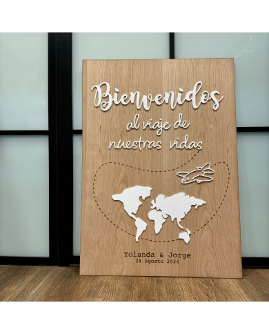 Cartel Bienvenidos al viaje de nuestras vidas