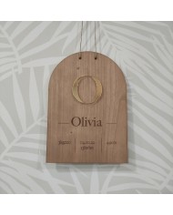 Colgador Datos Recién Nacido con Inicial en Metacrilato Espejo