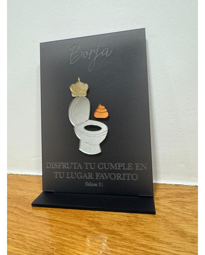 TROFEO CARTEL CUMPLE WC CON NOMBRE Y EDAD