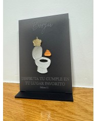 TROFEO CARTEL CUMPLE WC CON NOMBRE Y EDAD