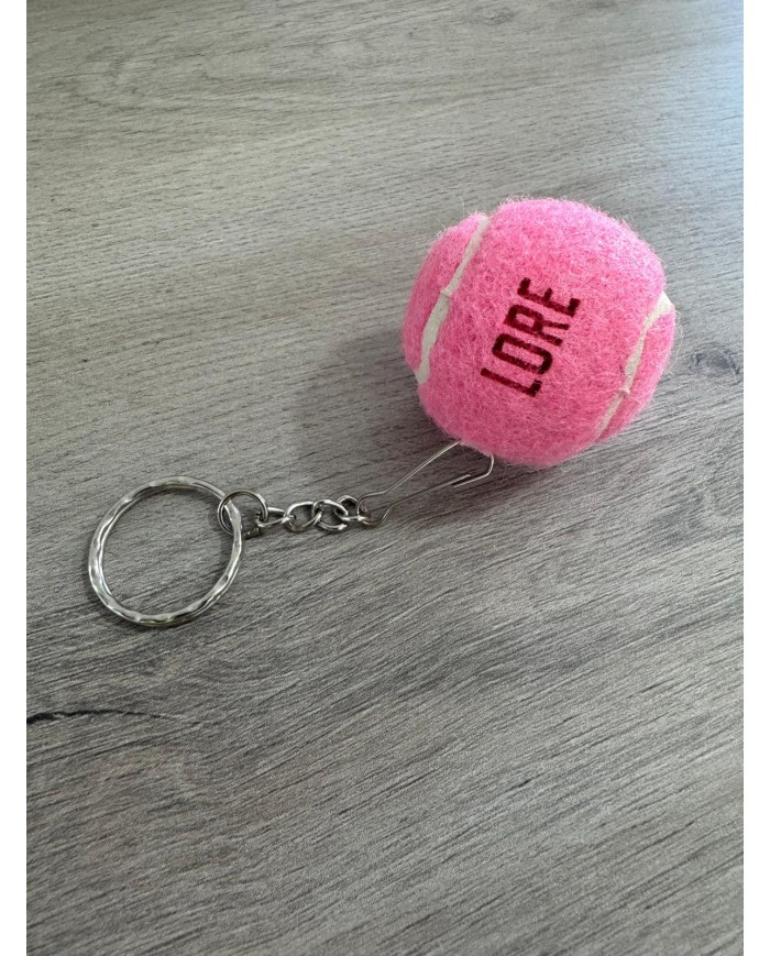 LLAVERO BOLA PADEL ROSA CON NOMBRE