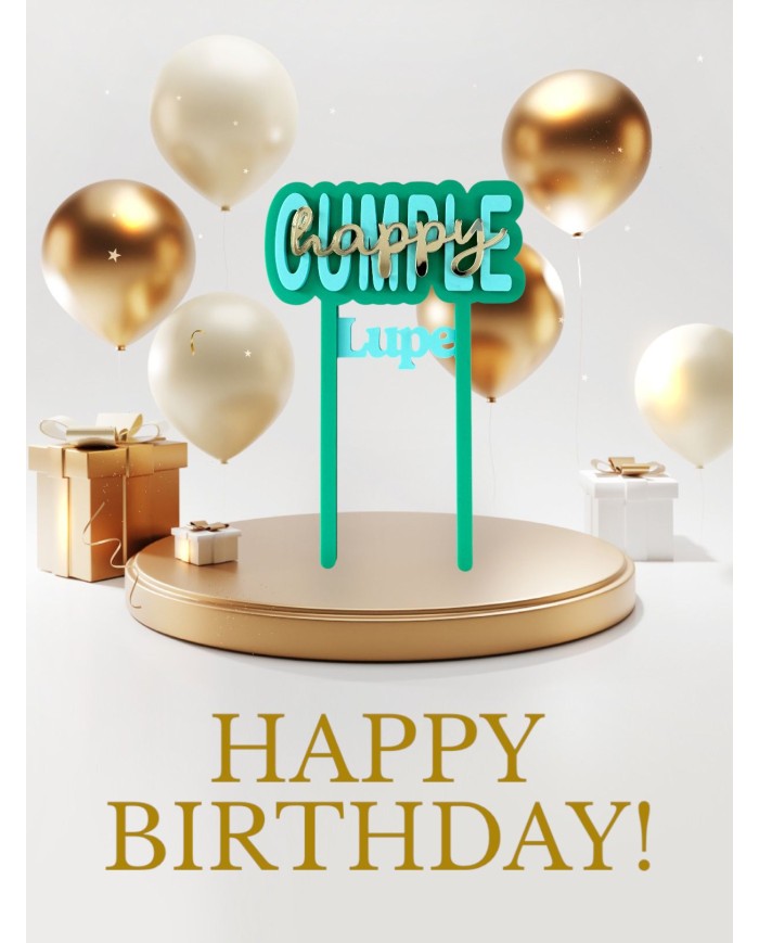 TOPPER HAPPY CUMPLE CON NOMBRE