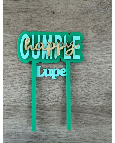 TOPPER HAPPY CUMPLE CON NOMBRE