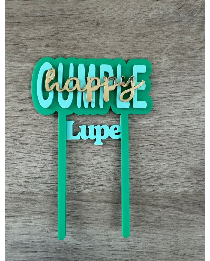 TOPPER HAPPY CUMPLE CON NOMBRE