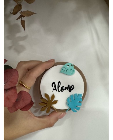 TOPPER SELVA HOJAS CON NOMBRE