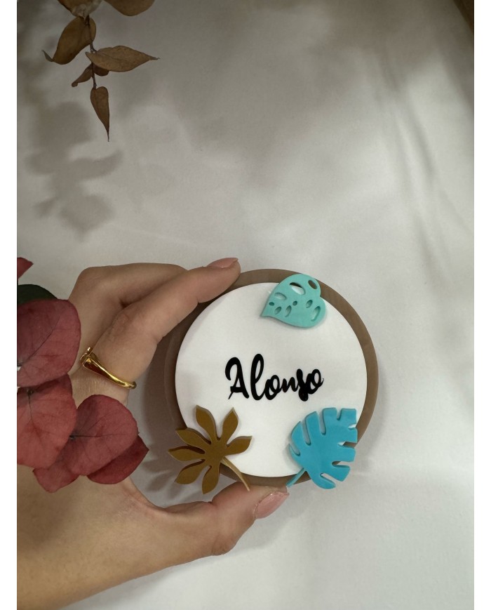 TOPPER SELVA HOJAS CON NOMBRE