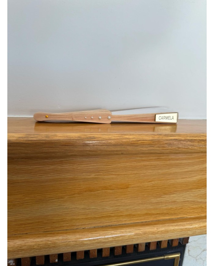 ABANICO PLACA Y PERLAS CON NOMBRE