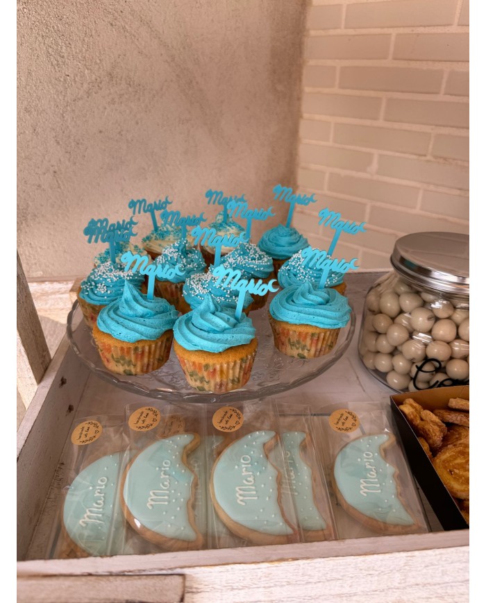 MINI TOPPER CUPCAKES CON NOMBRE Y LUNA
