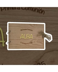 ALBUM COMUNION CON NOMBRE EN METACRILATO COLOR