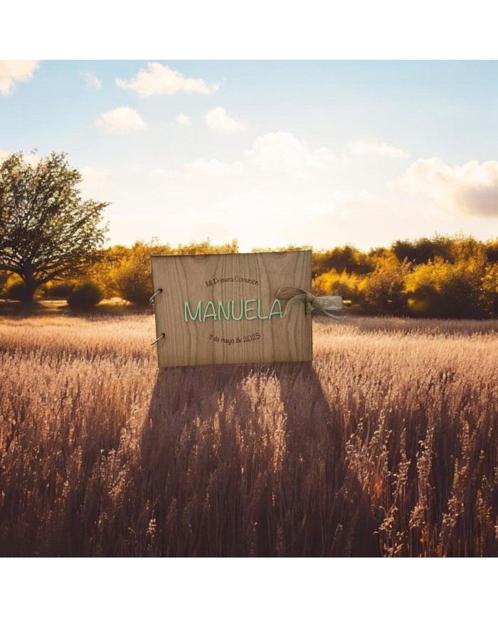 ALBUM COMUNION CON NOMBRE EN METACRILATO COLOR