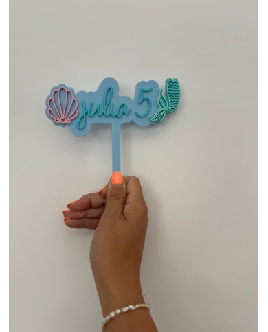 TOPPER SIRENA NOMBRE Y EDAD