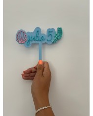 TOPPER SIRENA NOMBRE Y EDAD