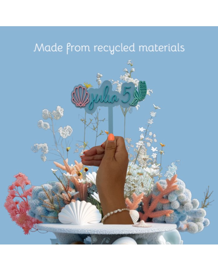 TOPPER SIRENA NOMBRE Y EDAD