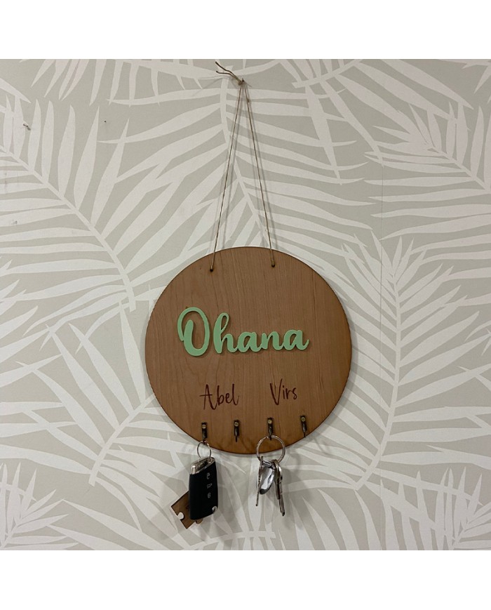 Cartel Cuelga Llaves en Madera con Palabra en Metacrilato