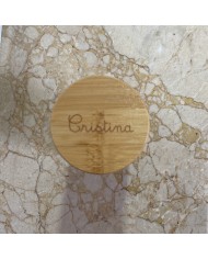 BOTE DE CRISTAL GRANDE CON TAPA BAMBU MADERA BOTE DE CRISTAL GRANDE CON TAPA BAMBU MADERA