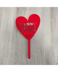 Topper Corazón Calado Happy Valentines