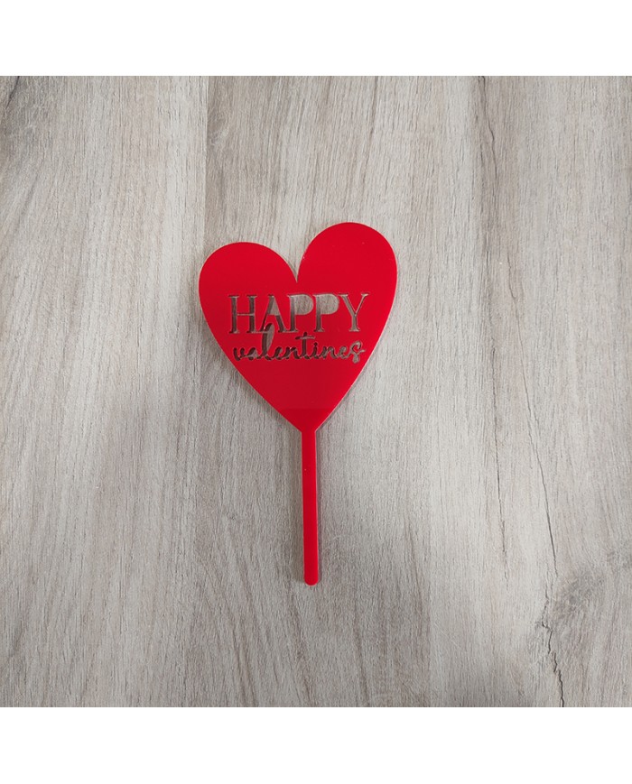 Topper Corazón Calado Happy Valentines
