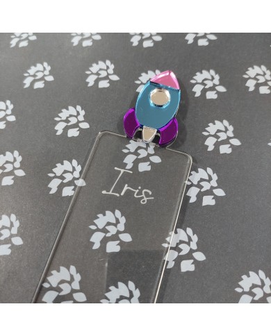 Marcapáginas Cohete con Nombre y Frase