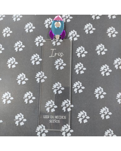 Marcapáginas Cohete con Nombre y Frase