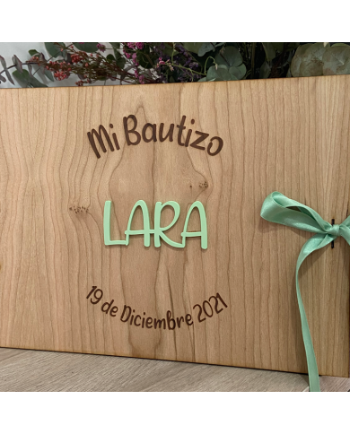 Libro de Firmas Mi Bautizo con Nombre en Metacrilato Libro de Firmas Mi Bautizo con Nombre en Metacrilato