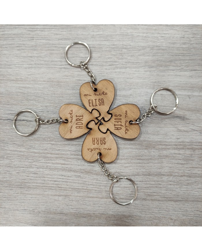 Llavero Trébol de la Suerte Cuatro piezas