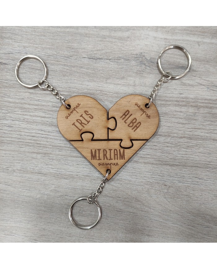 Llavero puzzle corazón: 3 piezas
