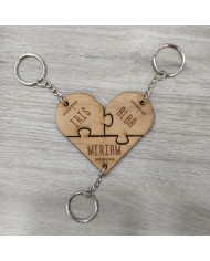 Llavero puzzle corazón: 3 piezas