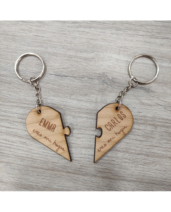 Llavero puzzle corazón: 2 piezas