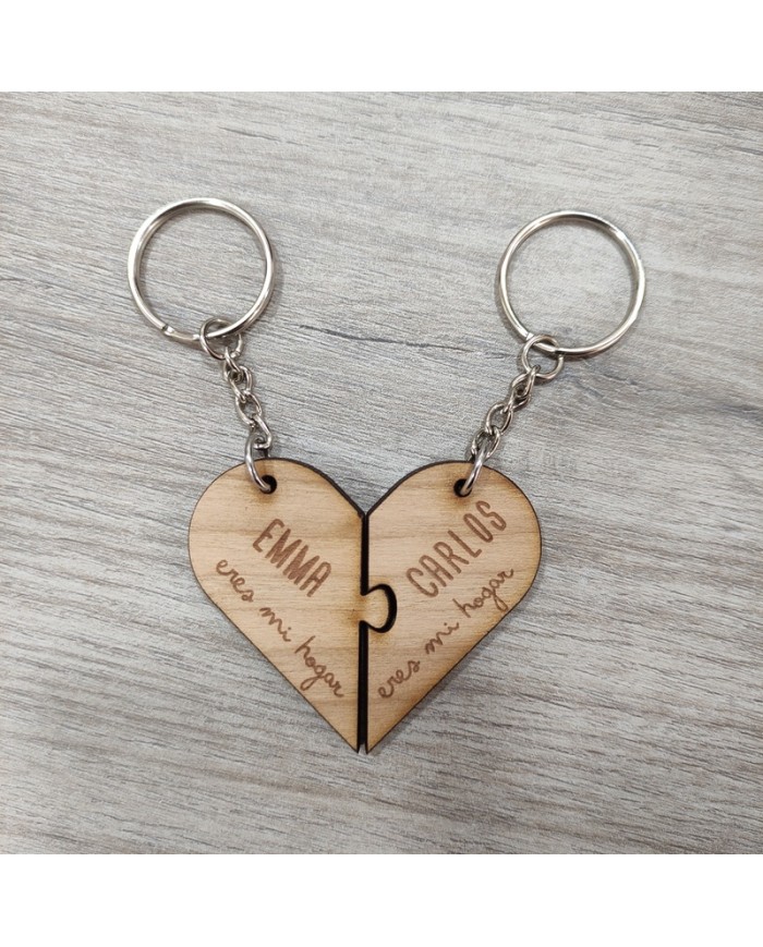Llavero puzzle corazón: 2 piezas