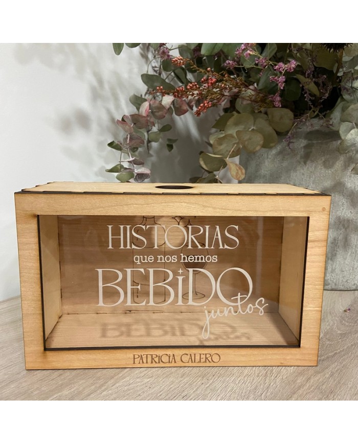 Caja de Corchos de Vino Pequeña: "Historias que nos hemos bebido juntos"