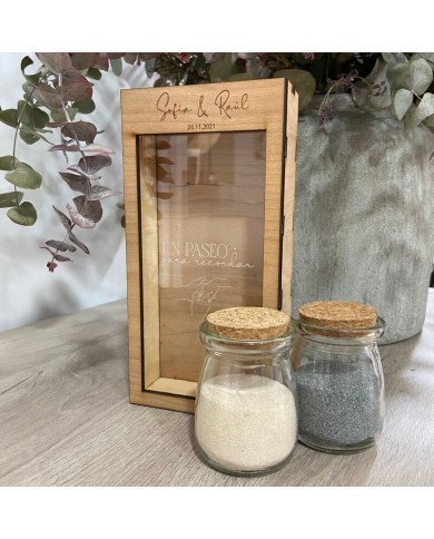 Hucha personalizada para Ritual de la Arena en Bodas "Un paseo para recordar"
