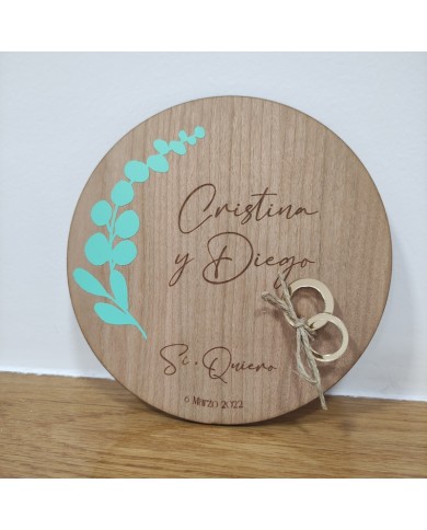 Porta Alianzas con Eucalipto Cinerea en vinilo