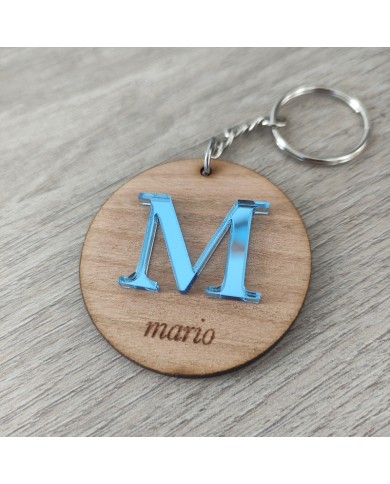 Llavero Nombre grabado con Inicial en metacrilato