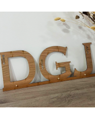 Cuelgallaves Familiar con Tres Iniciales y Tres Nombres